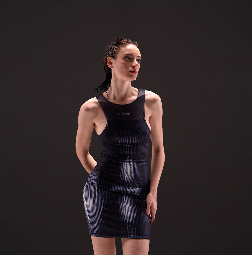GRAPHIC MESH DRESS
