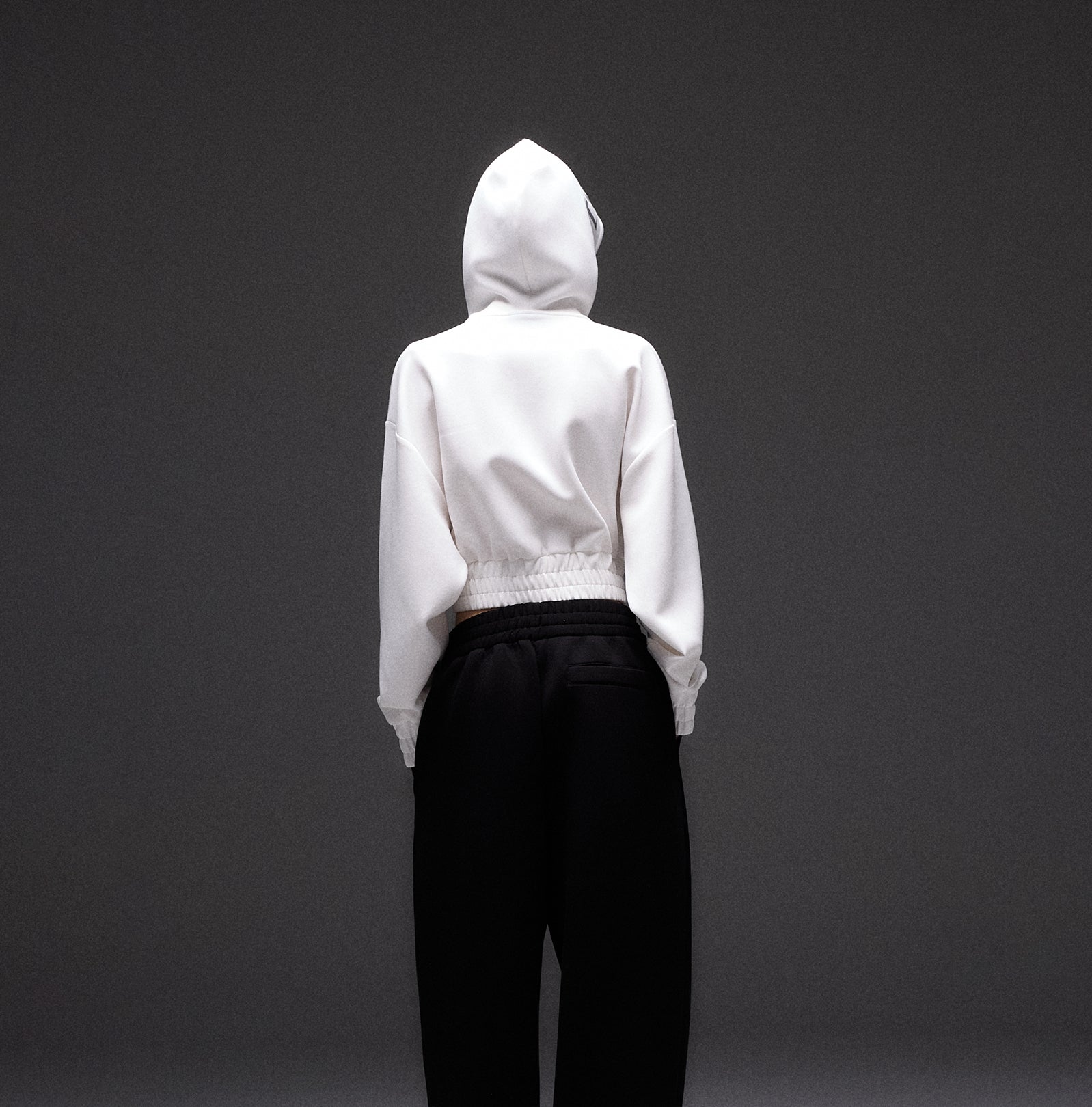 WHITE CROP HOODIE